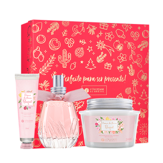 Presente Pomar de Flores Buque Completo: Fragrância, Creme de Mãos e Sérum Corporal